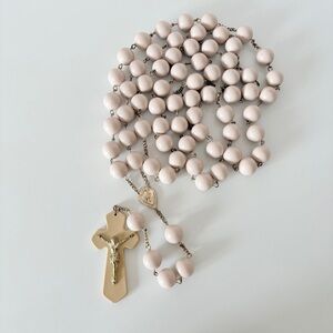 Vintage Wall Rosary Beads Jesus Crucifix Mary Catholic Religion Prayer Faith